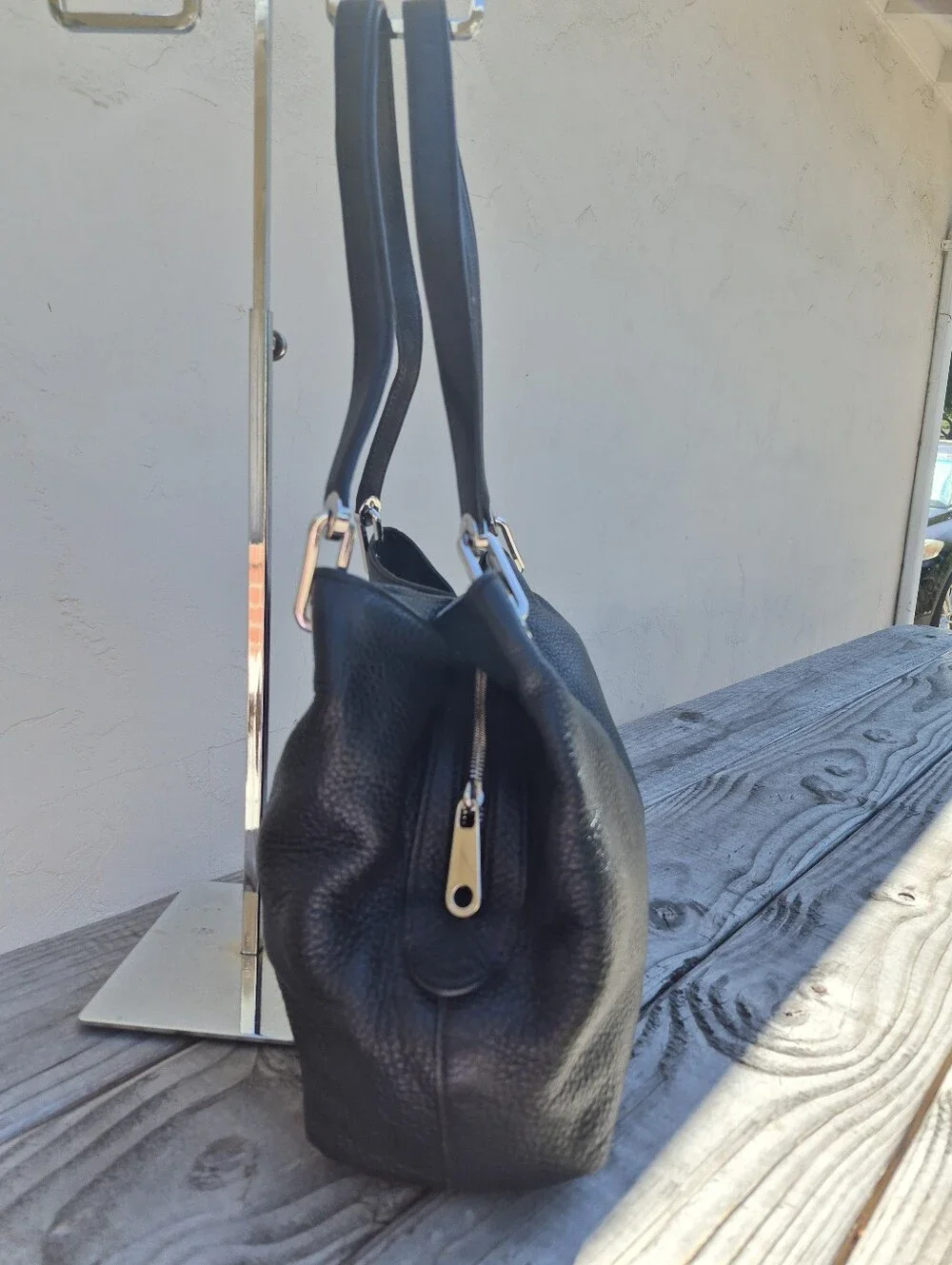 Michael Kors Black Pebbled Leather Raven Shoulder Bag